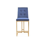 Cameron Titanium Gold Polished Stainless Steel Base Dark Blue Counter Stool RG