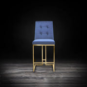 Cameron Titanium Gold Polished Stainless Steel Base Dark Blue Modern Counter Stool RG