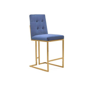 Cameron Titanium Gold Polished Stainless Steel Base Dark Blue Stylish Counter Stool RG