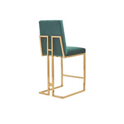 Cameron Titanium Gold Polished Stainless Steel Base Dark Green Luxury Counter Stool RG