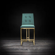 Cameron Titanium Gold Polished Stainless Steel Base Dark Green Modern Counter Stool RG