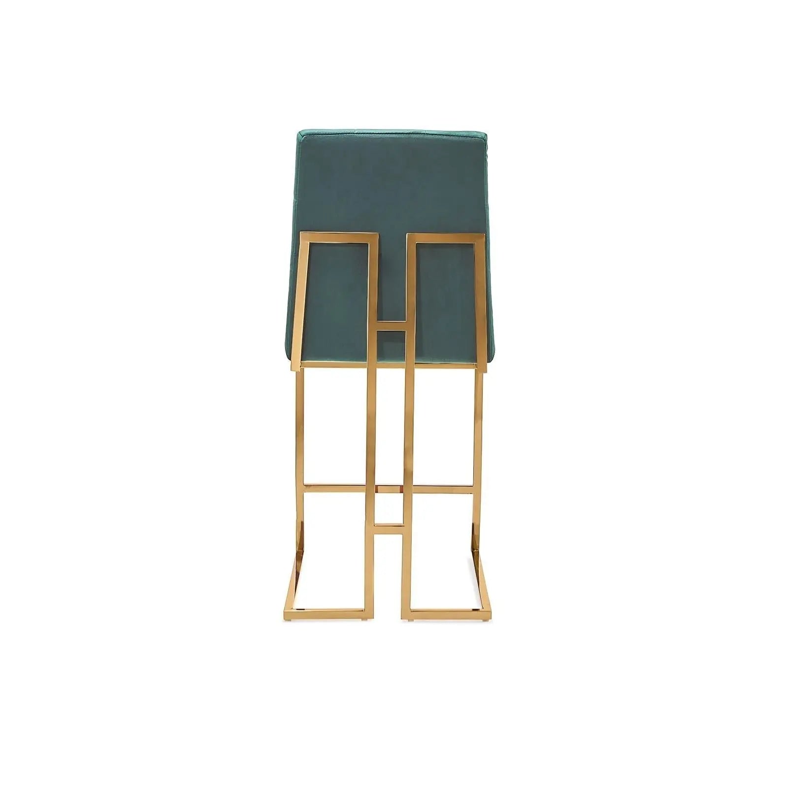 Cameron Titanium Gold Polished Stainless Steel Base Dark Green Modern Counter Stool RG