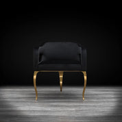 Caprice Titanium Gold Brushed Stainless Steel Base Black Modern Dining Chair