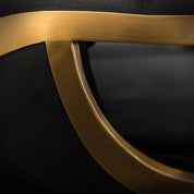 Caprice Titanium Gold Brushed Stainless Steel Base Black Roberto Grassie Dining Chair