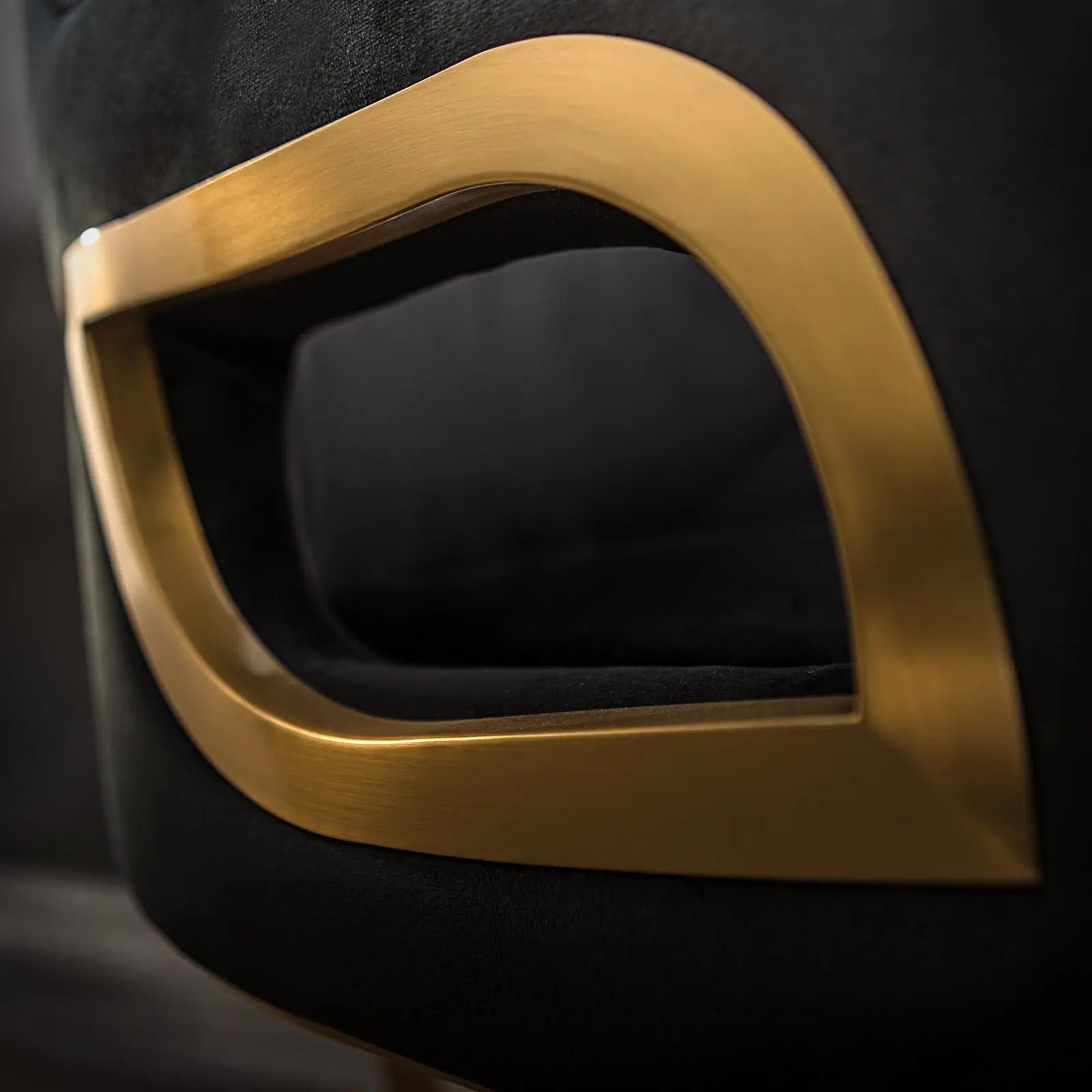 Caprice Titanium Gold Brushed Stainless Steel Base Black Stylish Dining Chair