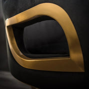 Caprice Titanium Gold Brushed Stainless Steel Base Black Stylish Dining Chair