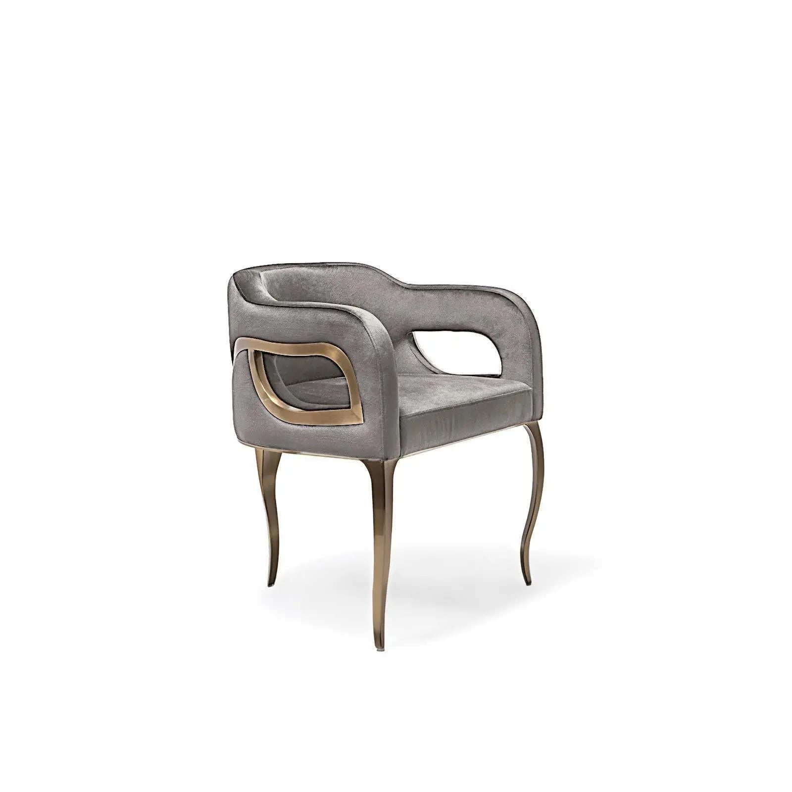 Caprice Titanium Gold Brushed Stainless Steel Base Gray Stylish Dining Chair