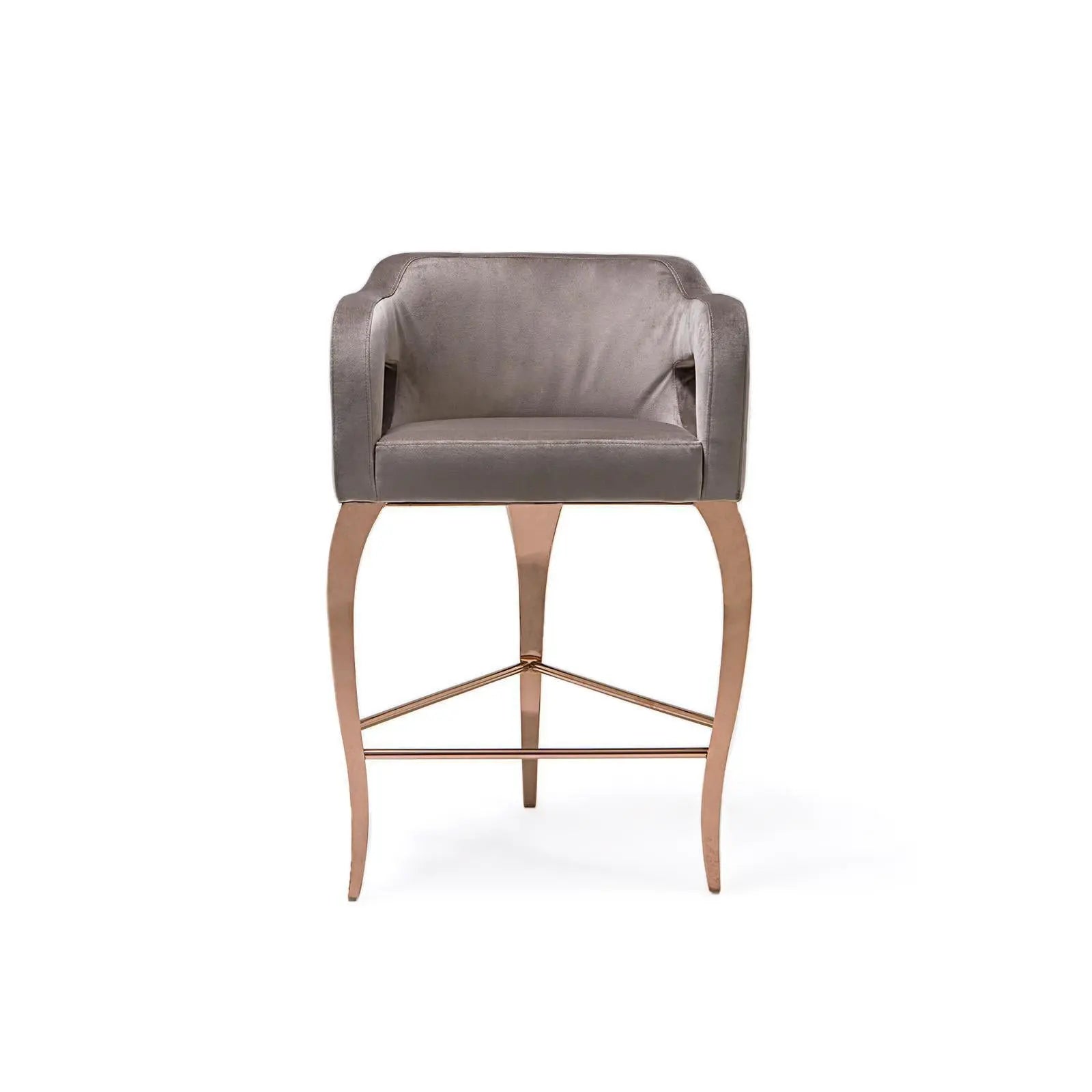 Caprice Rose Gold Polished Stainless Steel Base Counter Taupe Bar Stool