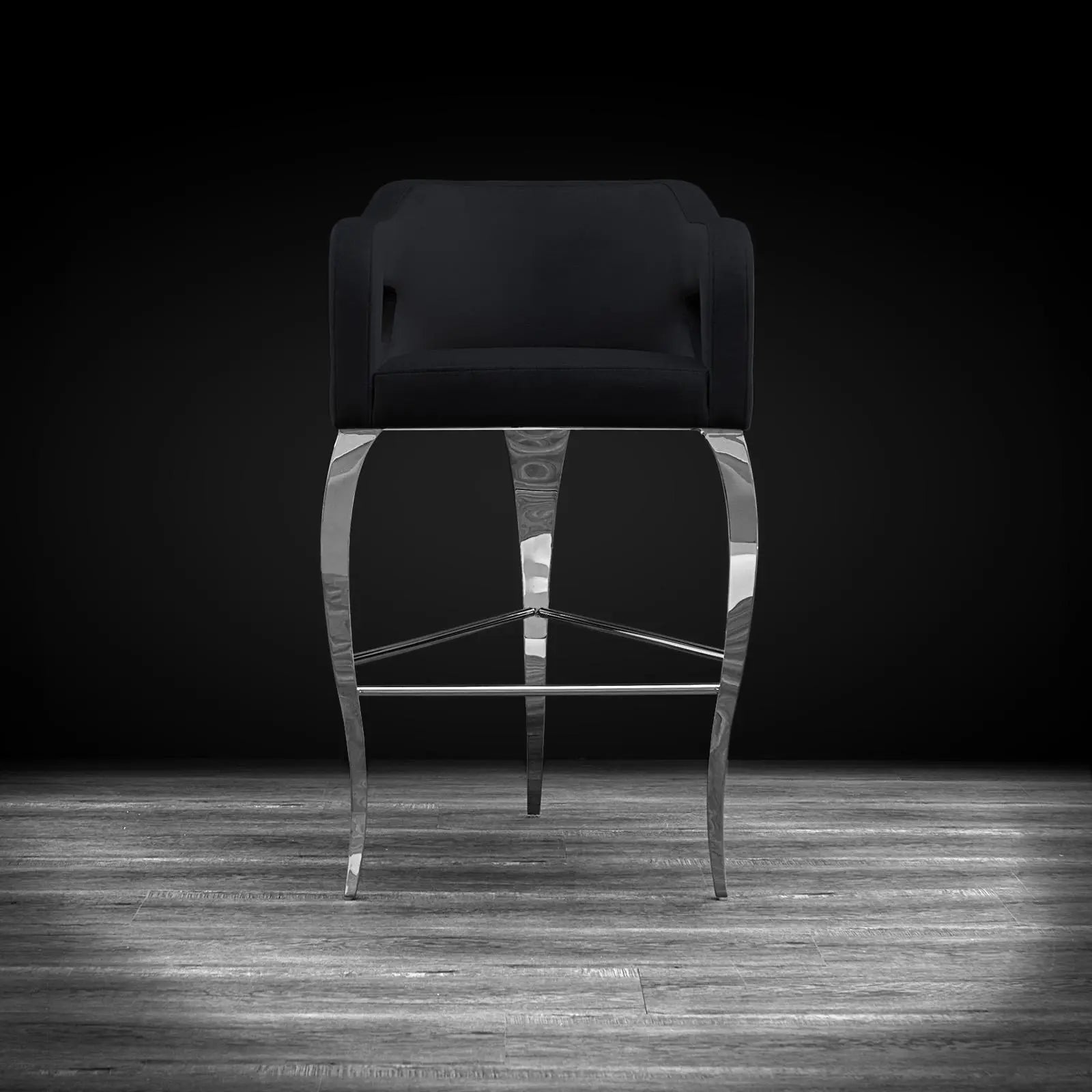 Caprice Silver Black Modern Bar Stool
