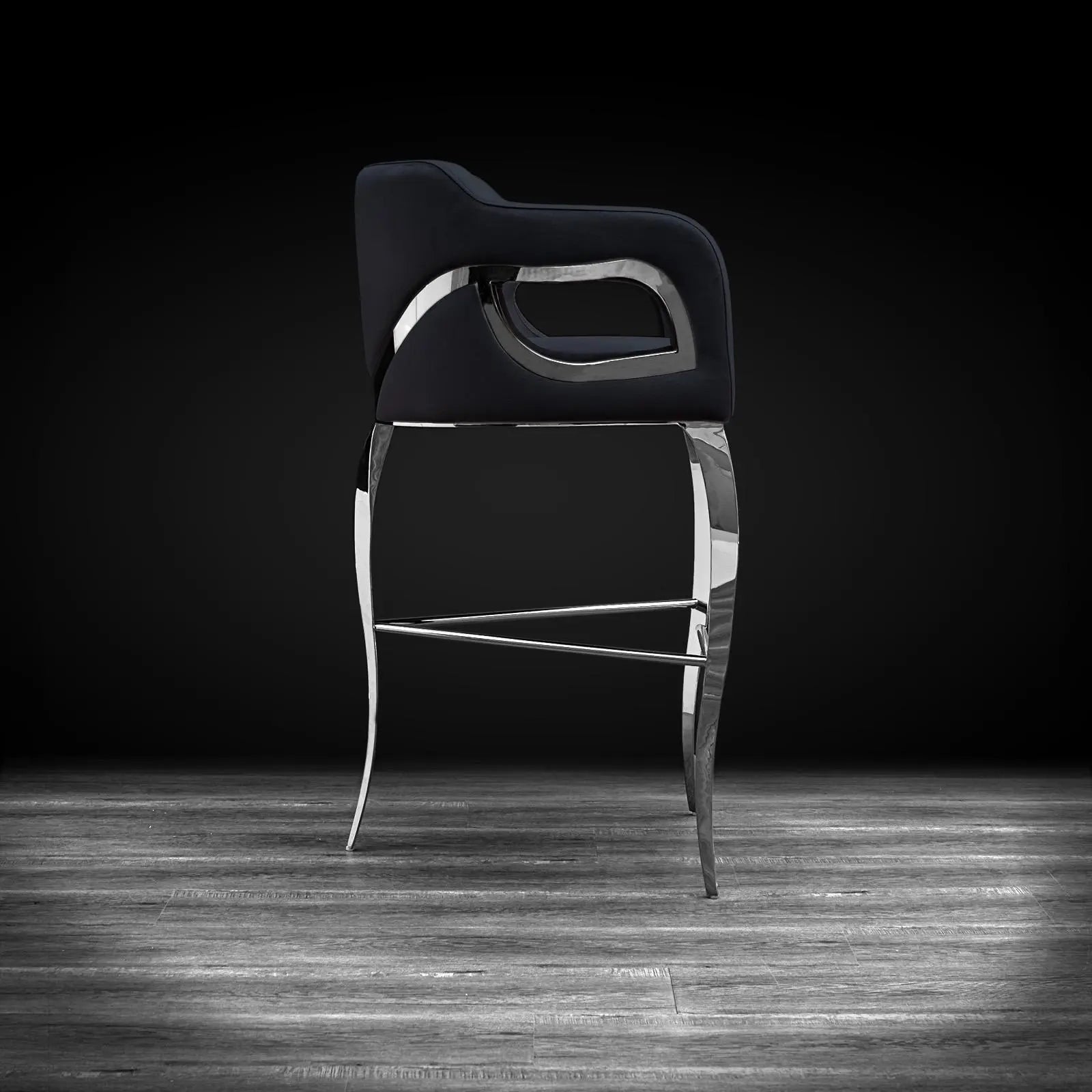Caprice Silver Black Roberto Grassie Bar Stool