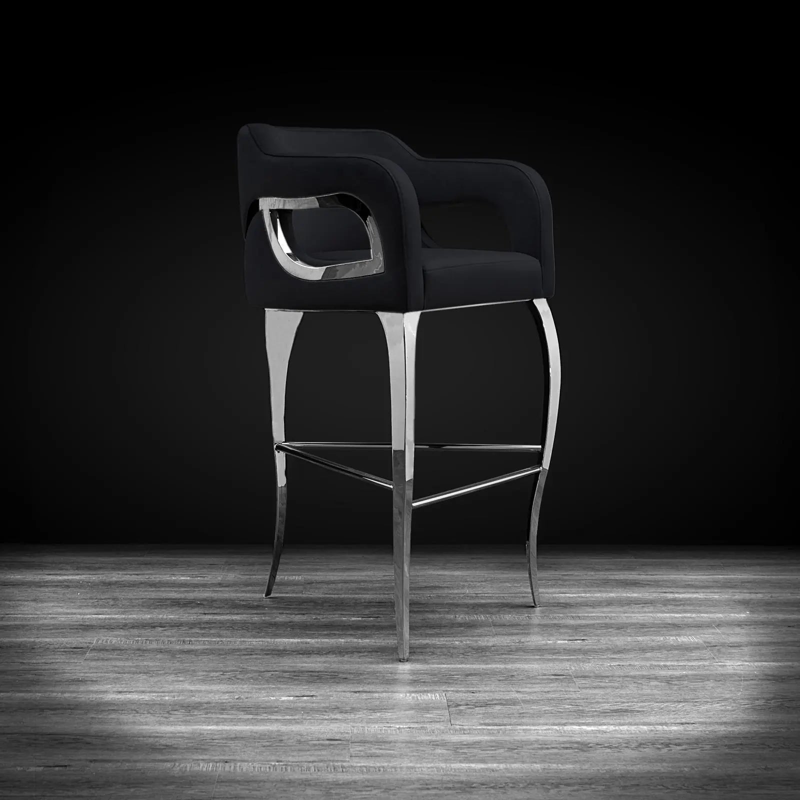 Caprice Silver Black Stylish Bar Stool