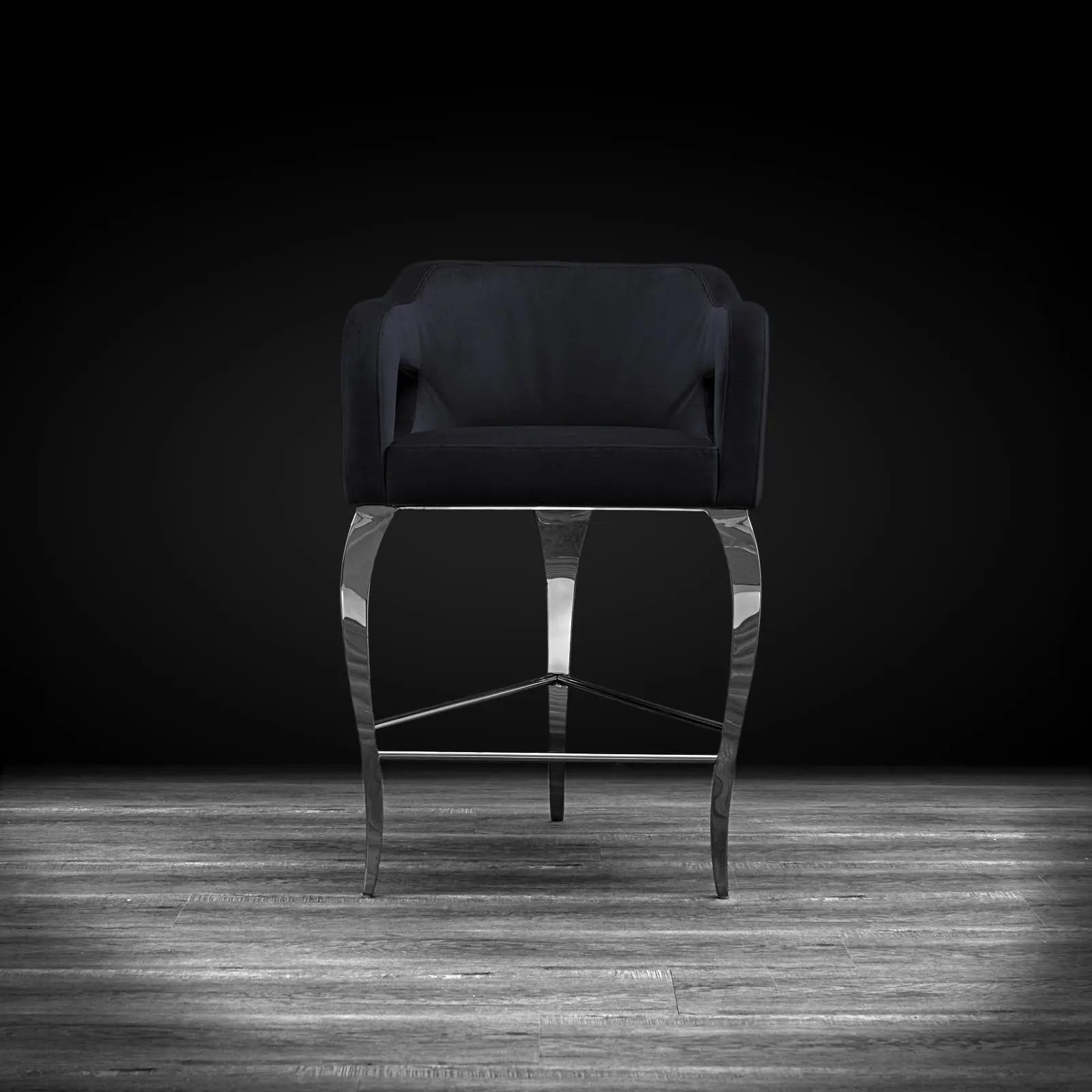 Caprice Silver Counter Black Modern Bar Stool