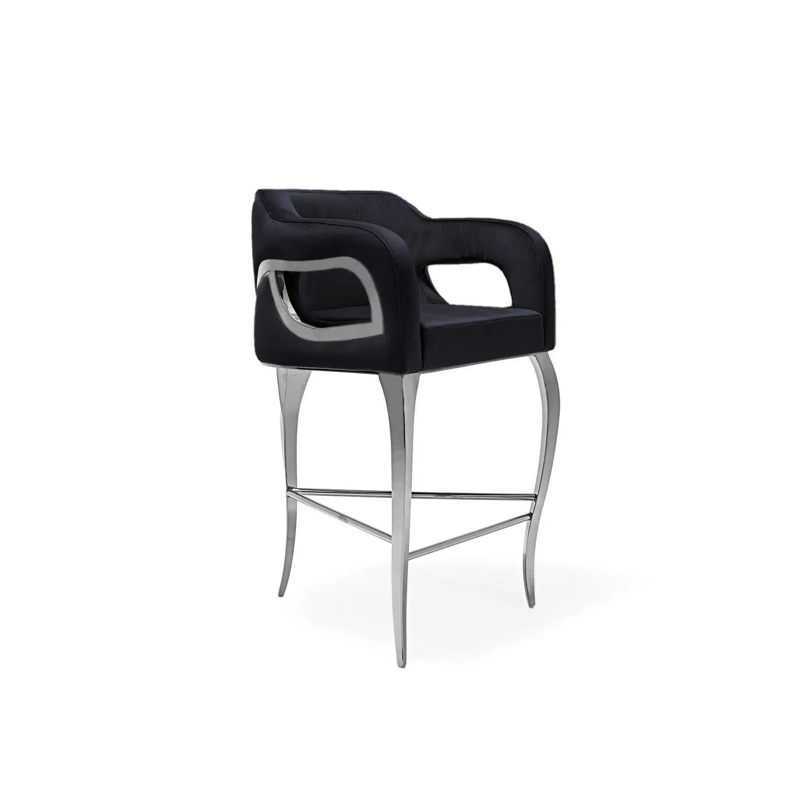 Caprice Silver Counter Black Stylish Bar Stool