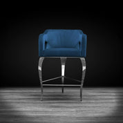 Caprice Silver Counter Dark Blue Modern Bar Stool