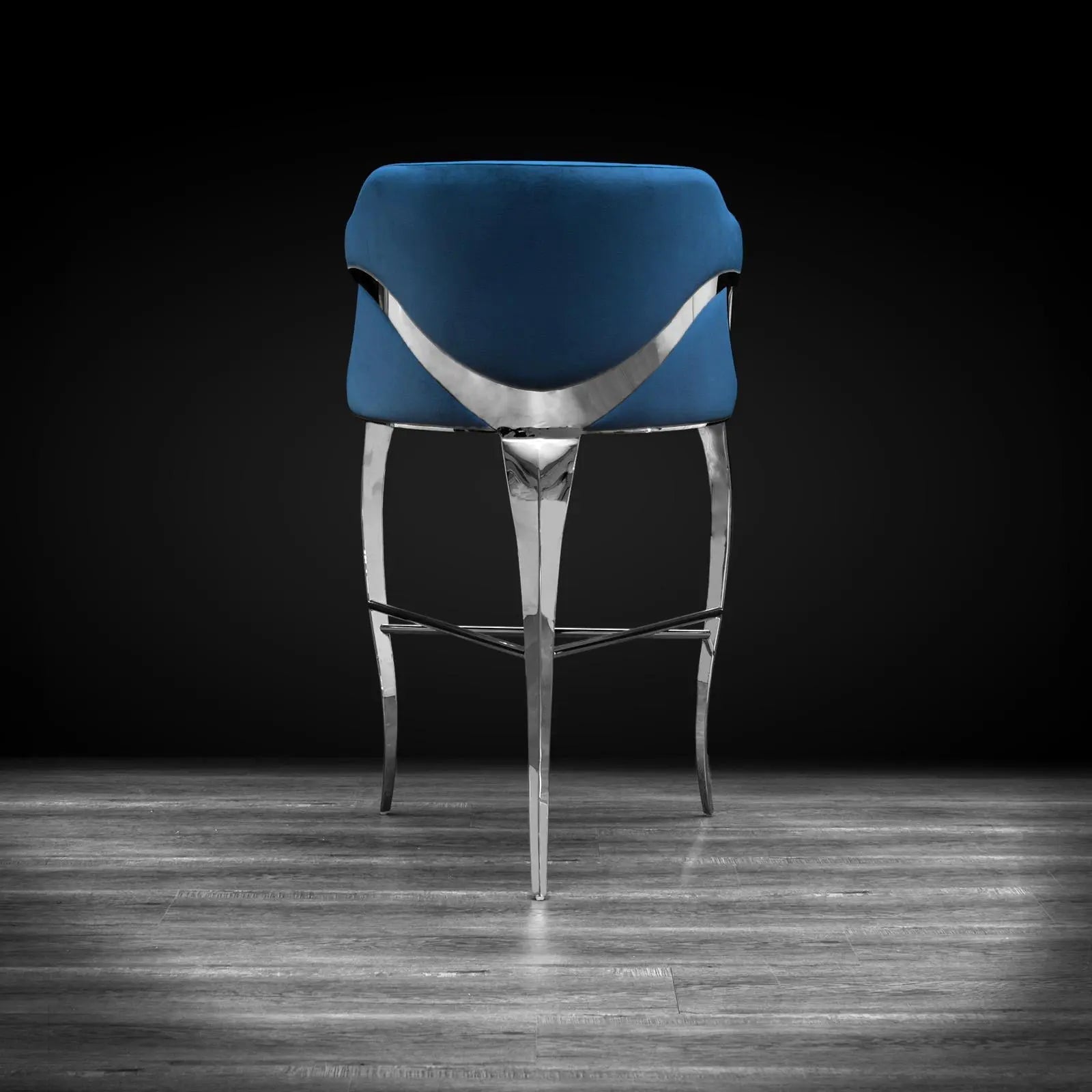 Caprice Silver Dark Blue Luxury Bar Stool
