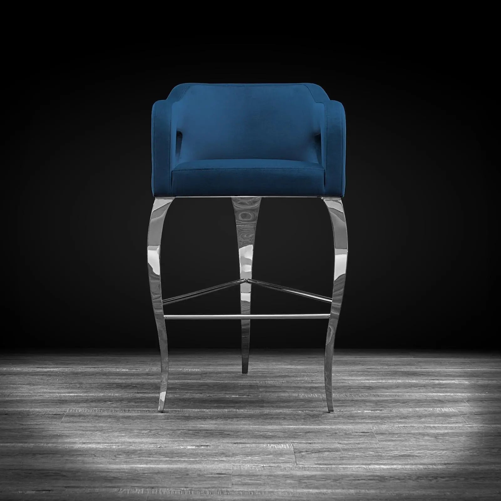 Caprice Silver Dark Blue Modern Bar Stool