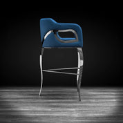 Caprice Silver Dark Blue Roberto Grassie Bar Stool