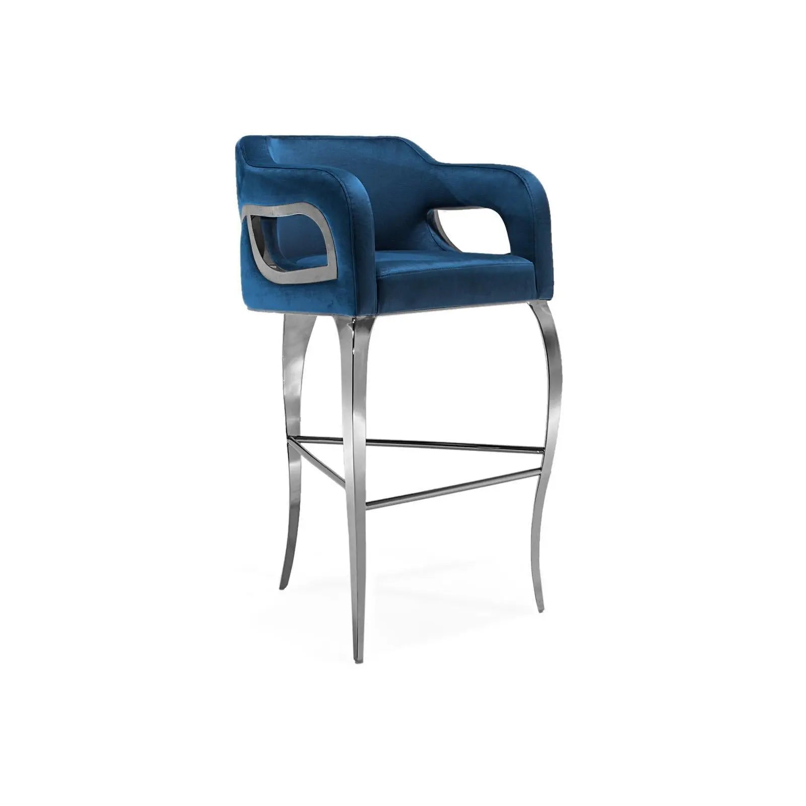 Caprice Silver Dark Blue Stylish Bar Stool
