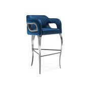Caprice Silver Dark Blue Stylish Bar Stool