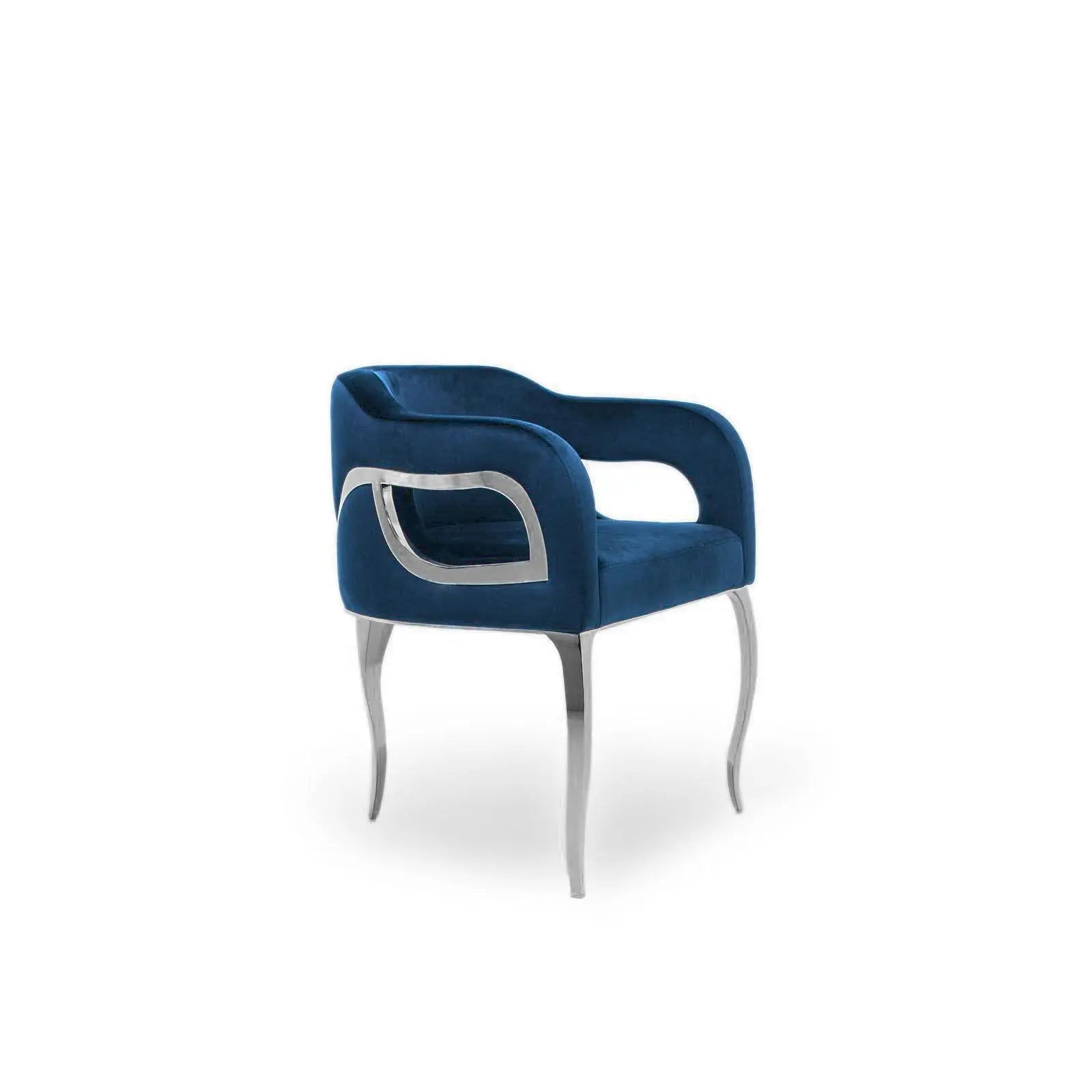 Caprice Silver Dark Blue Stylish Dining Chair
