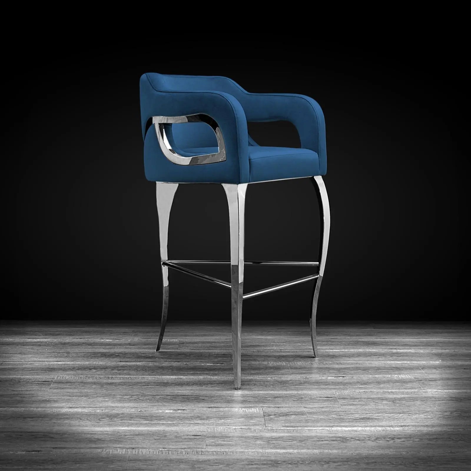Caprice Silver Dark Blue Stylish Bar Stool