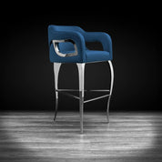 Caprice Silver Dark Blue Stylish Bar Stool