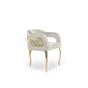 Caprice Titanium Gold Polished Stainless Steel Base Beige Dining Chair