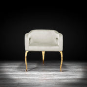 Caprice Titanium Gold Polished Stainless Steel Base Beige Modern Dining Chair