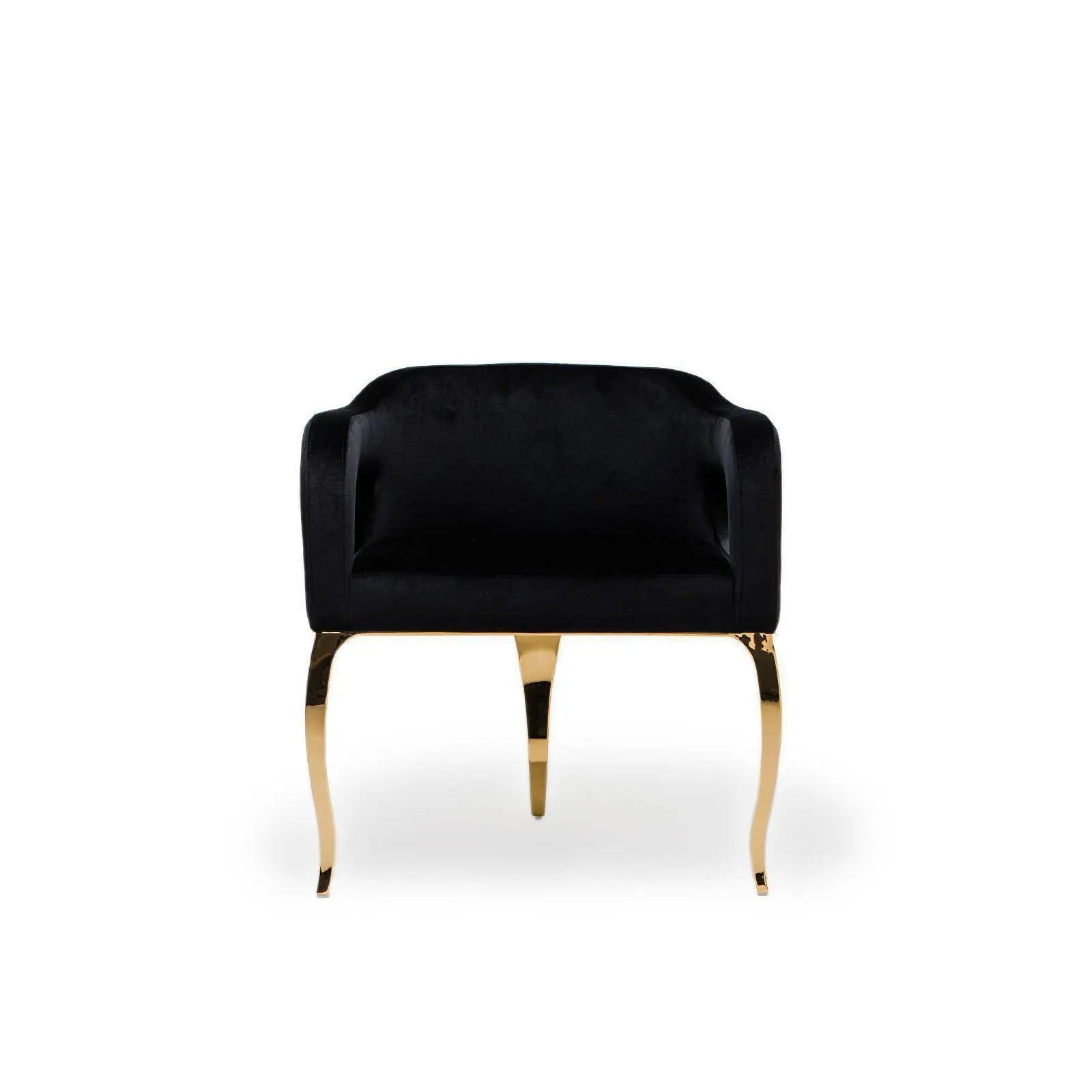 Caprice Titanium Gold Polished Stainless Steel Base Black Dining Chair