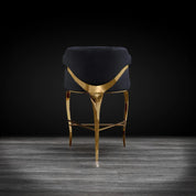 Caprice Titanium Gold Polished Stainless Steel Base Counter Black Roberto Grassie Bar Stool