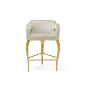 Caprice Titanium Gold Polished Stainless Steel Base Counter White Bar Stool