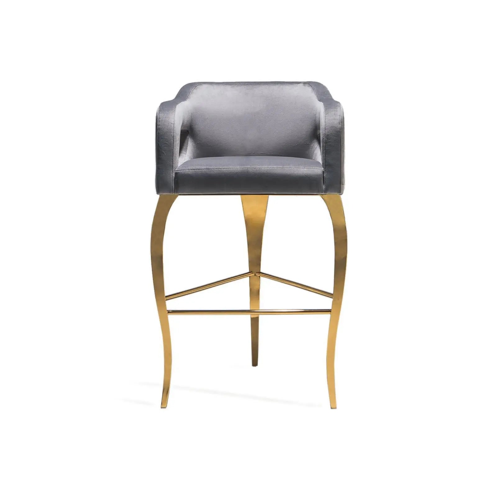 Caprice Titanium Gold Polished Stainless Steel Base Gray Bar Stool