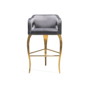Caprice Titanium Gold Polished Stainless Steel Base Gray Bar Stool