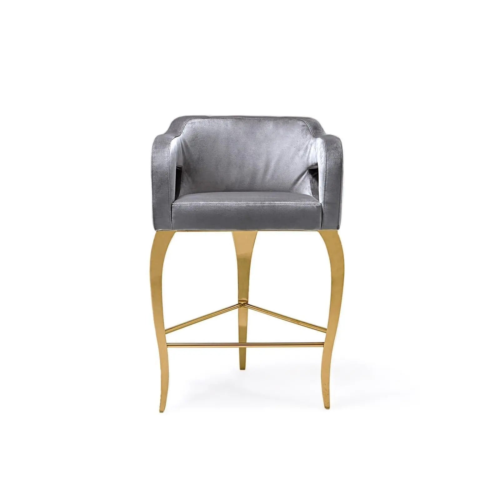 Caprice Titanium Gold Polished Stainless Steel Base Gray Counter Stool