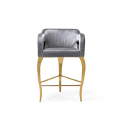 Caprice Titanium Gold Polished Stainless Steel Base Gray Counter Stool