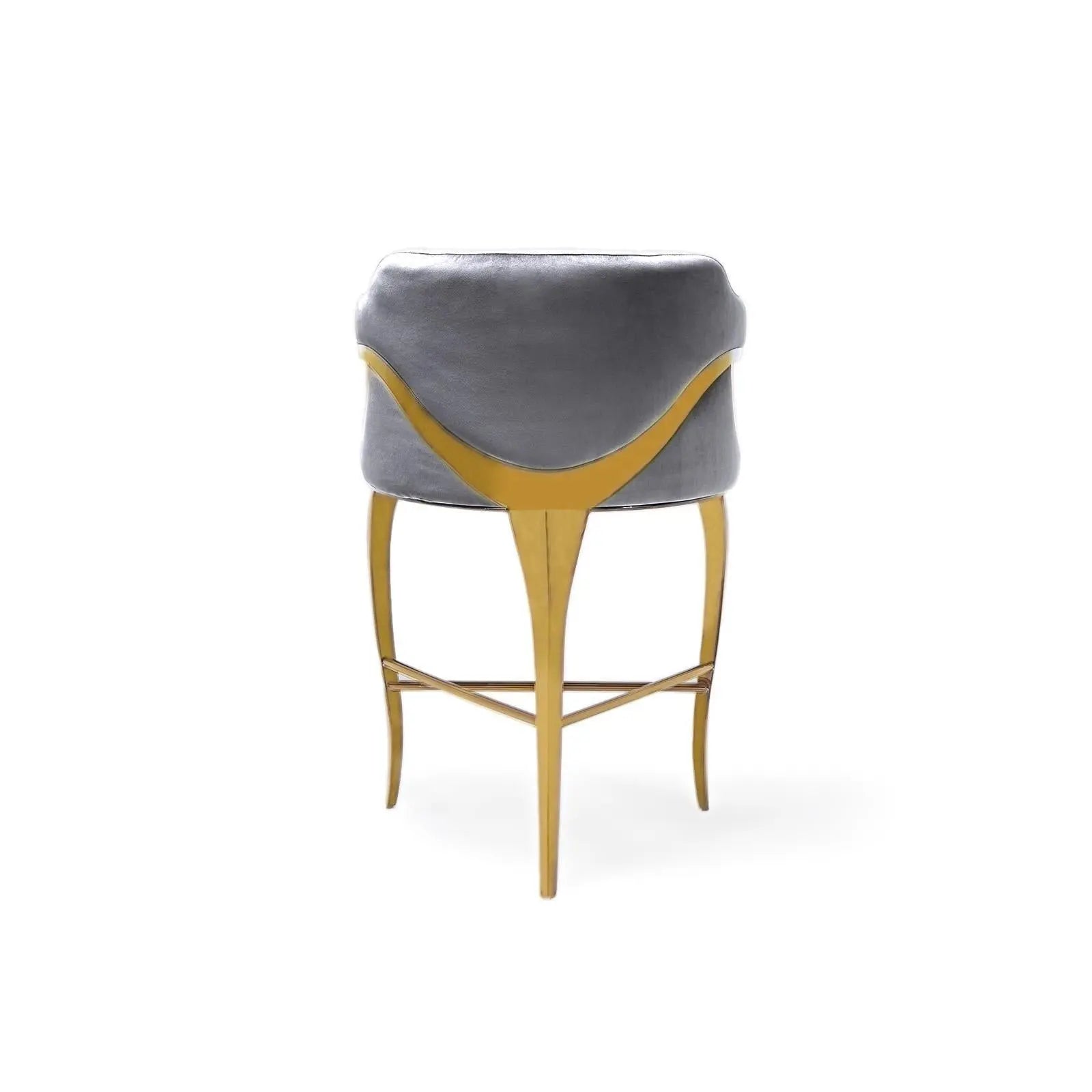 Caprice Titanium Gold Polished Stainless Steel Base Gray Roberto Grassie Counter Stool