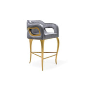 Caprice Titanium Gold Polished Stainless Steel Base Gray Stylish Counter Stool