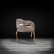 Caprice Titanium Gold Polished Stainless Steel Base Taupe Stylish Dining Chair