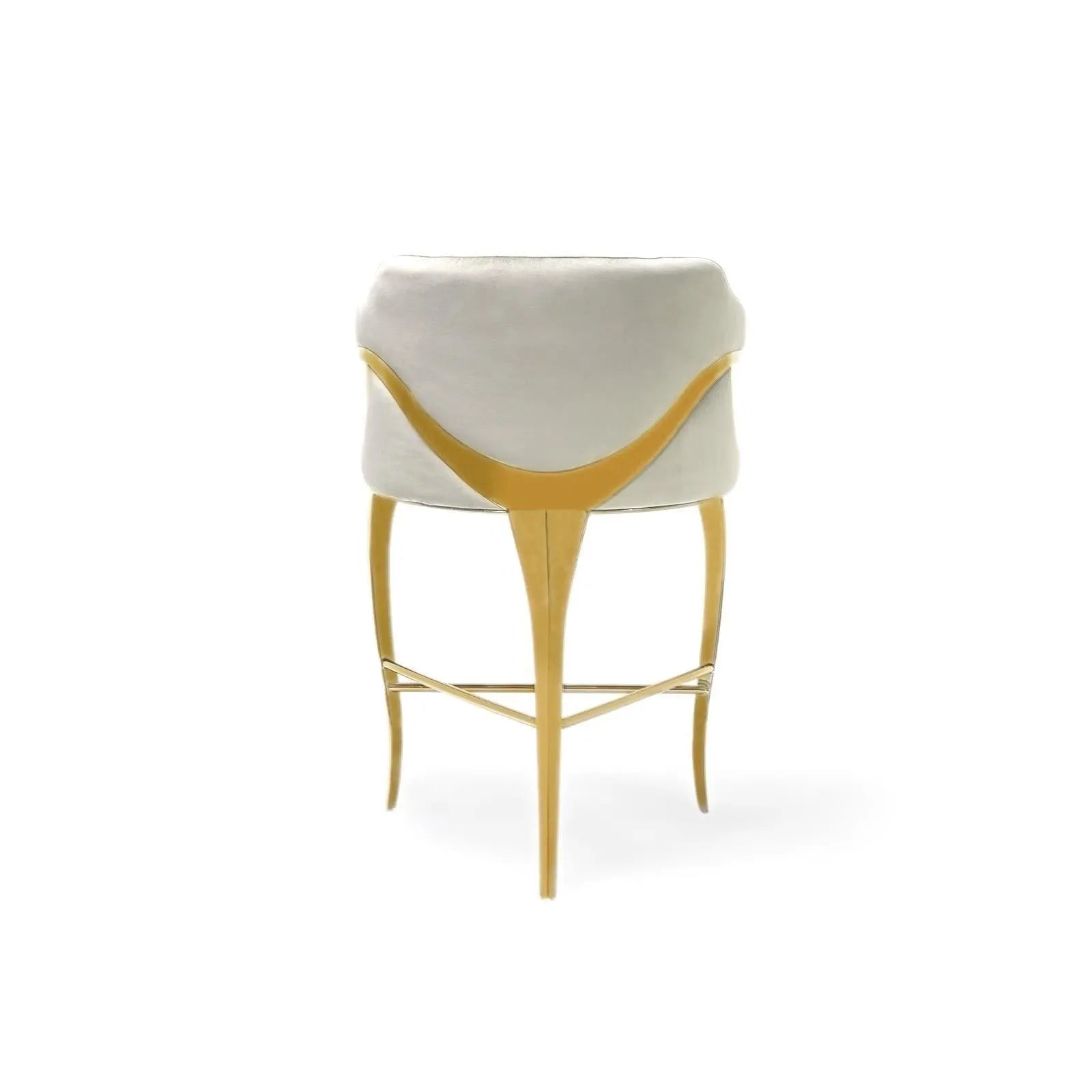 Caprice Titanium Gold Polished Stainless Steel Base White Roberto Grassie Counter Stool