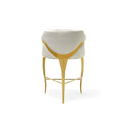 Caprice Titanium Gold Polished Stainless Steel Base White Roberto Grassie Counter Stool