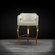 Caprice Titanium Gold Polished Stainless Steel Base White Roberto Grassie Counter Stool