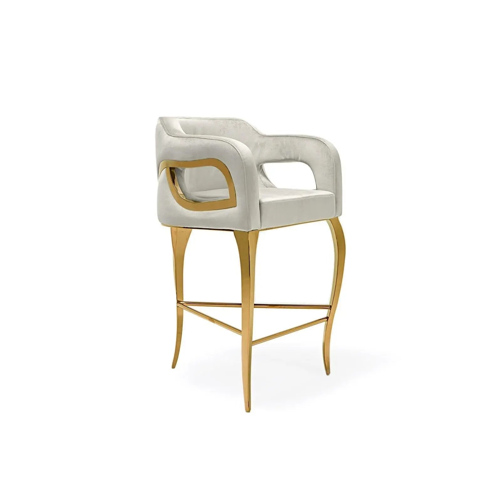 Caprice Titanium Gold Polished Stainless Steel Base White Stylish Counter Stool