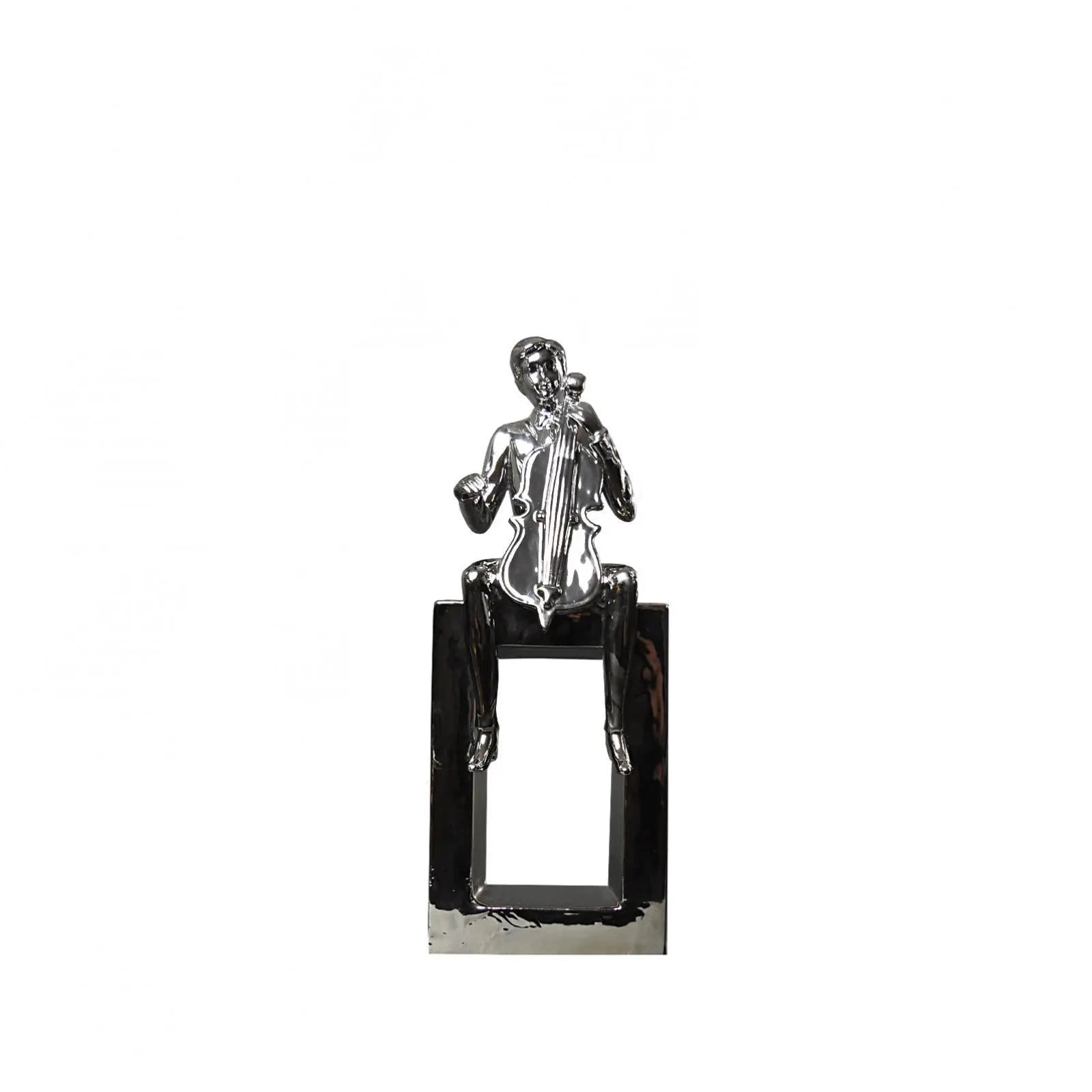 Cello Player Silver Sculpture