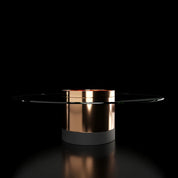 Cerchio Rose Gold Polished Stainless Steel Base Large Coffee Table