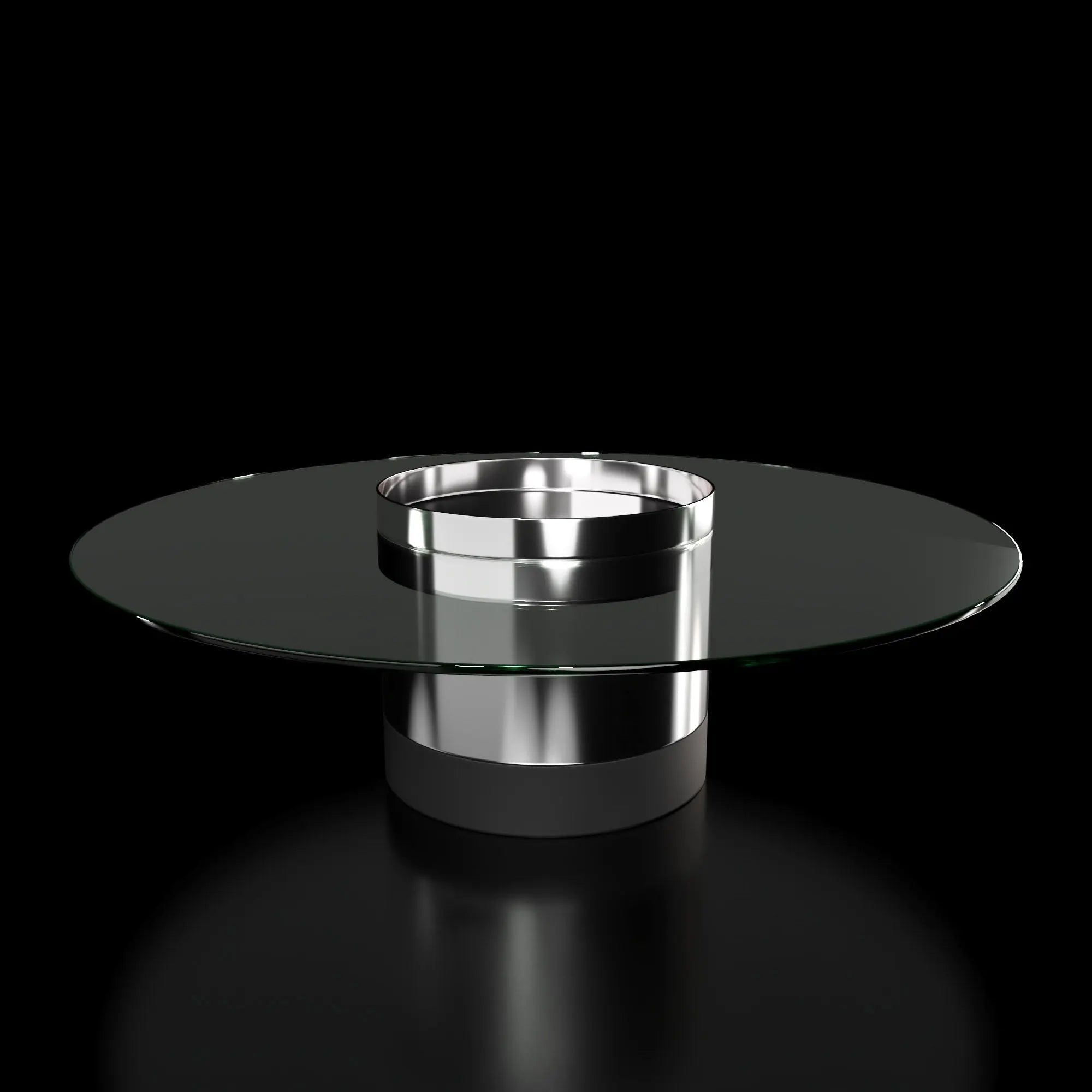 Cerchio Polished Stainless Steel Base Large Coffee Table Roberto Grassie