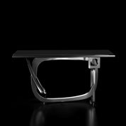 Console Table Flow Polished Stainless Steel Base Black Glass Modern