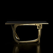 Console Table Flow Titanium Gold Polished Stainless Steel Base Black Glass Modern