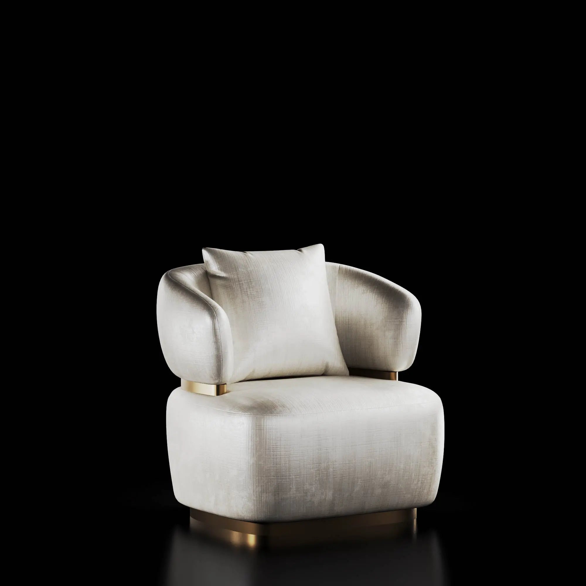 Emma Titanium Gold Polished Stainless Steel Base Beige Chair Roberto Grassie