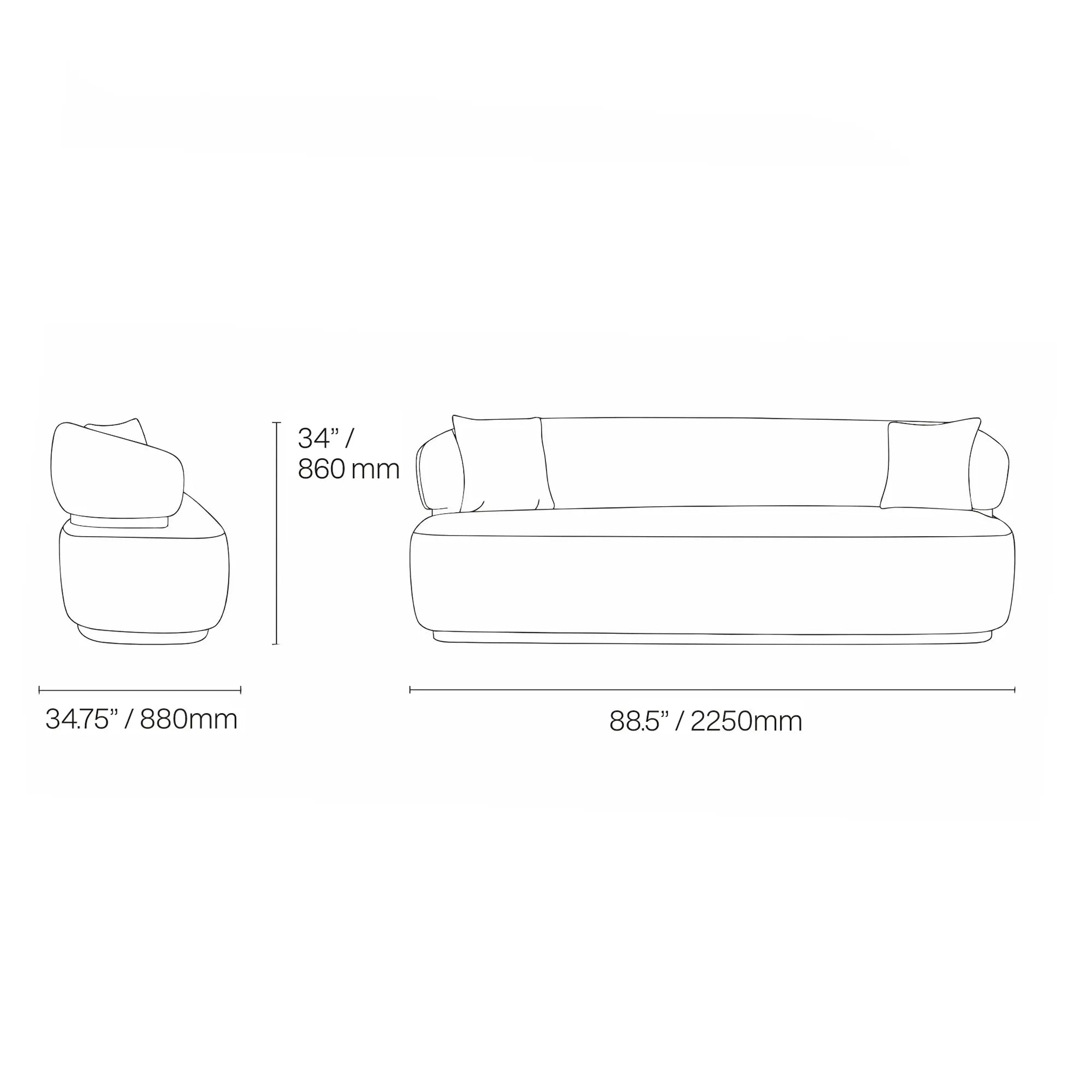 Emma Titanium Gold Polished Stainless Steel Base Beige Sofa Dims