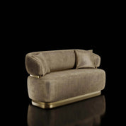 Emma Titanium Gold Polished Stainless Steel Base Champagne Loveseat Roberto Grassie